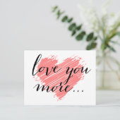 Liebe mehr... | rotes Herz Postkarte (Stehend Vorderseite)