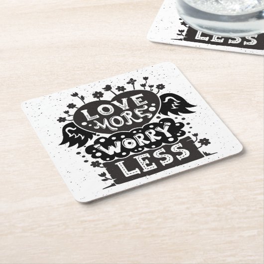 Liebe mehr Sorge weniger Rechteckiger Pappuntersetzer (angewinkelt)