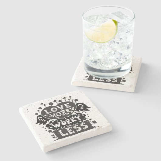 Liebe mehr Sorge weniger Steinuntersetzer (Seitenansicht)