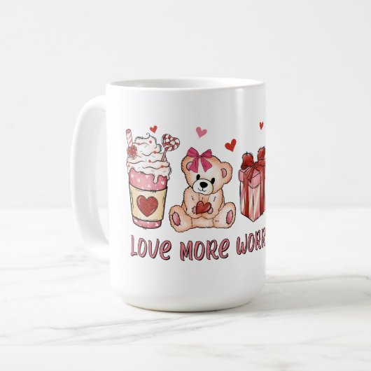 Liebe mehr Sorgen weniger Kaffeetasse (Vorderseite Links)