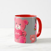 Liebe Mehr Teddybär | Niedliche Paare Mug Tasse (VorderseiteRechts)