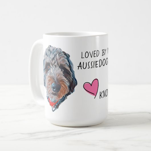 LIEBE MEIN AUSSIEDOODLE KAFFEETASSE (Vorderseite Links)