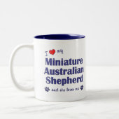 Liebe mein australischer Miniaturschäfer Zweifarbige Tasse (Links)