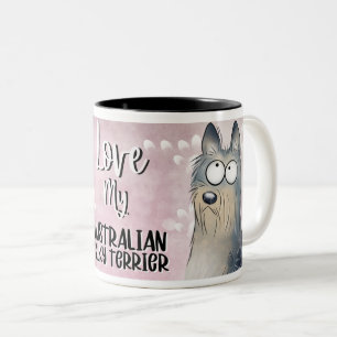 Liebe Mein australischer Silky Terrier Cartoon 11o Zweifarbige Tasse