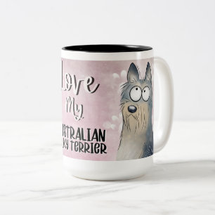 Liebe Mein australischer Silky Terrier Cartoon 15o Zweifarbige Tasse