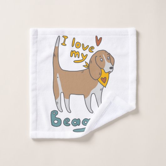 Liebe Mein Beagle Badhandtuch Set (Waschlappen)