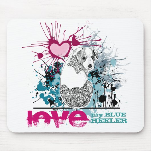 Liebe mein blaues Heeler Mousepad (Vorne)
