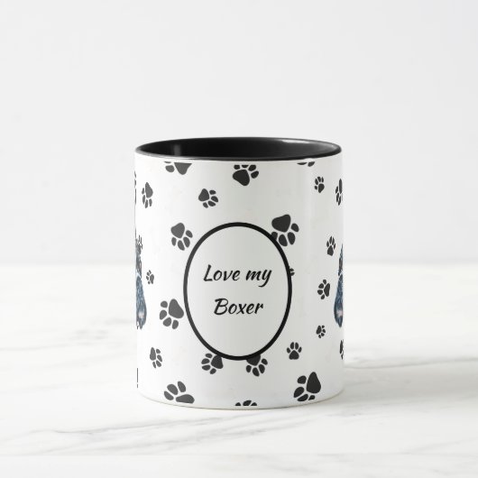 Liebe Mein Boxer Dog Pawprint Tasse (Zentrum)