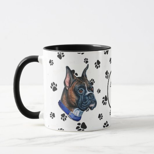 Liebe Mein Boxer Dog Pawprint Tasse (Links)
