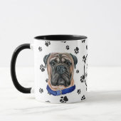 Liebe Mein Bullmastiff Hund Pawprint Tasse (Links)