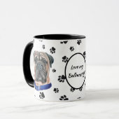 Liebe Mein Bullmastiff Hund Pawprint Tasse (Vorderseite Links)