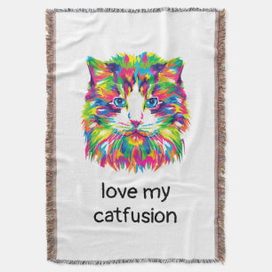 Liebe mein Catfusion-Katze-Fleece-Wurfdecke Decke