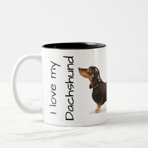 Liebe-mein-Dackel-Tasse Zweifarbige Tasse