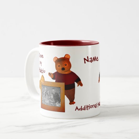 Liebe Mein Dziadziu Niedlicher Bär Polnischer Groß Zweifarbige Tasse (Vorderseite Links)