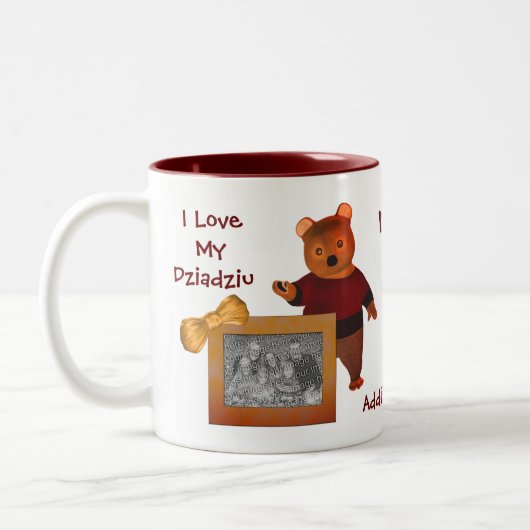 Liebe Mein Dziadziu Niedlicher Bär Polnischer Groß Zweifarbige Tasse (Links)