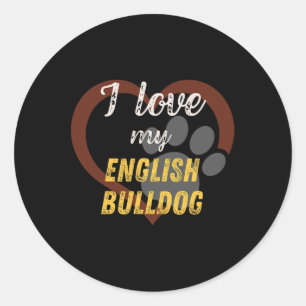 Liebe Mein englischer Bulldog Hund Lover Runder Aufkleber