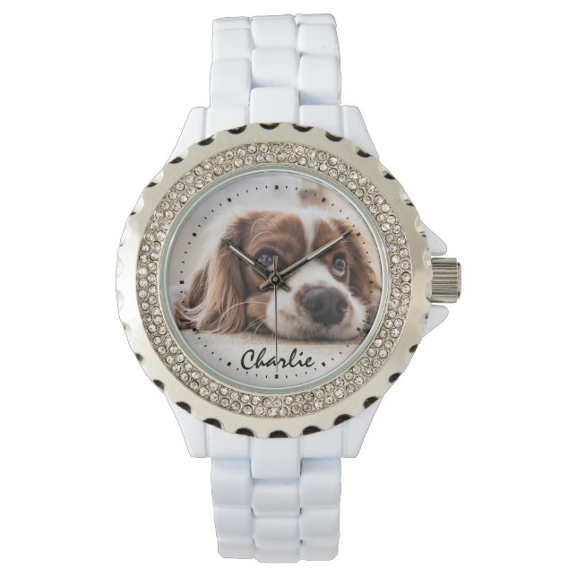 Liebe Mein Haustier Dog Fotovorlage Armbanduhr (Vorderseite)
