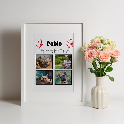 Liebe mein Hund - 4 Foto personalisierte Collage Fotoplatte