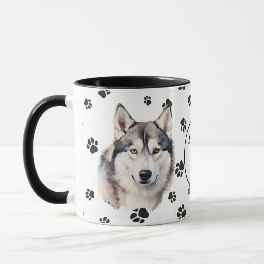 Liebe Mein Husky Dog Pawprint Tasse (Links)