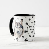 Liebe Mein Husky Dog Pawprint Tasse (Vorderseite Links)