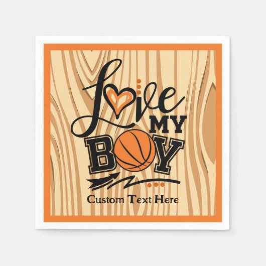 Liebe Mein Junge Basketball Sport Personalisiert Serviette (Vorderseite)
