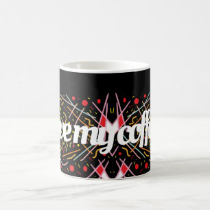 Liebe mein Kaffeelogo auf schwarz gemischt gemuste Kaffeetasse