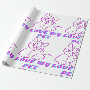 LIEBE MEIN NIEDLICHER PINK PET CAT GESCHENKPAPIER