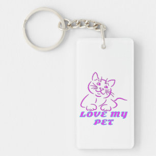 LIEBE MEIN NIEDLICHER PINK PET CAT SCHLÜSSELANHÄNGER