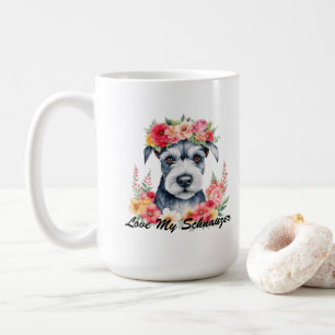 Liebe mein Schnauzer Floral Kaffeetasse