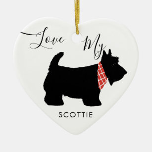 Liebe mein Scottie-schottischer Terrier-Feiertag Keramik Ornament