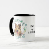 Liebe Mein Sheltie-Wreath-Kaffee-Tasse Tasse (Vorderseite Links)