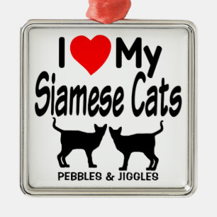 Liebe meine beiden Siamkatzen Ornament Aus Metall