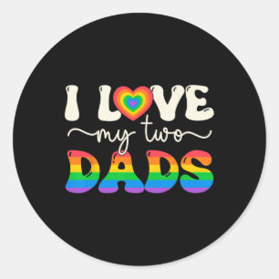 Liebe meine beiden Vater Lesbian Gay Groovy Lgbt Q Runder Aufkleber