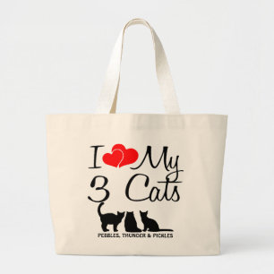 Liebe meine drei Katzen Jumbo Stoffbeutel