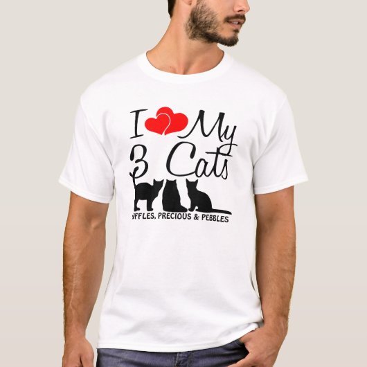 Liebe meine drei Katzen T-Shirt (Vorderseite)