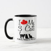 Liebe meine drei Katzen Tasse (Links)