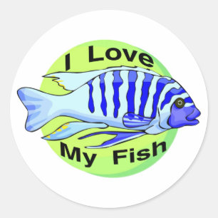 Liebe meine Fische Runder Aufkleber