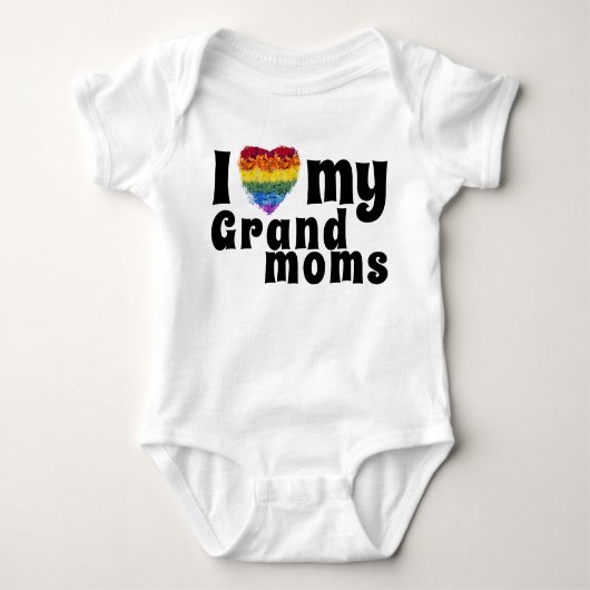 Liebe meine Grand Moms-Herzform Pride Blume Baby Strampler (Vorderseite)