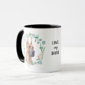 Liebe meine große Dane Kranz-Kaffee-Tasse Tasse (Vorderseite Links)