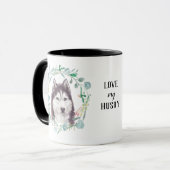 Liebe Meine Husky-Wreath-Kaffee-Tasse Tasse (Vorderseite Links)