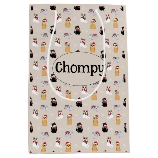 Liebe meine Katze Personalisiert Mittlere Geschenktüte (Vorderseite)