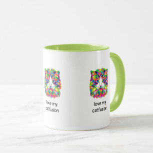 Liebe meine Katzfusion Abstract Cat Kaffeetasse