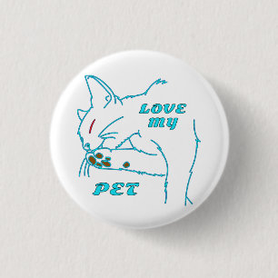 LIEBE MEINE NIEDLICHE AQUA PET CAT BUTTON