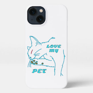 LIEBE MEINE NIEDLICHE AQUA PET CAT iPhone 13 HÜLLE