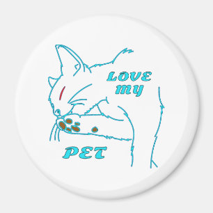 LIEBE MEINE NIEDLICHE AQUA PET CAT MAGNET