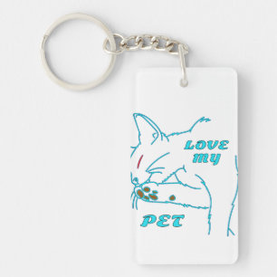 LIEBE MEINE NIEDLICHE AQUA PET CAT SCHLÜSSELANHÄNGER