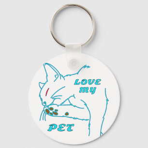 LIEBE MEINE NIEDLICHE AQUA PET CAT SCHLÜSSELANHÄNGER