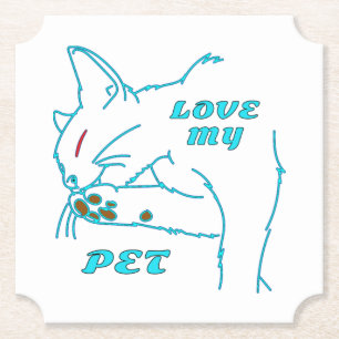 LIEBE MEINE NIEDLICHE AQUA PET CAT UNTERSETZER
