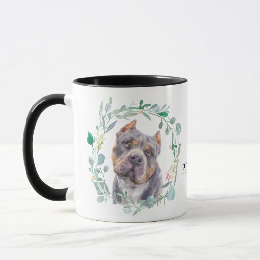 Liebe meine Pitbuli Kranz Kaffee Tasse (Links)
