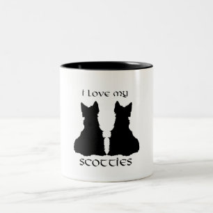 Liebe meine Scotties-Silhouette Zweifarbige Tasse